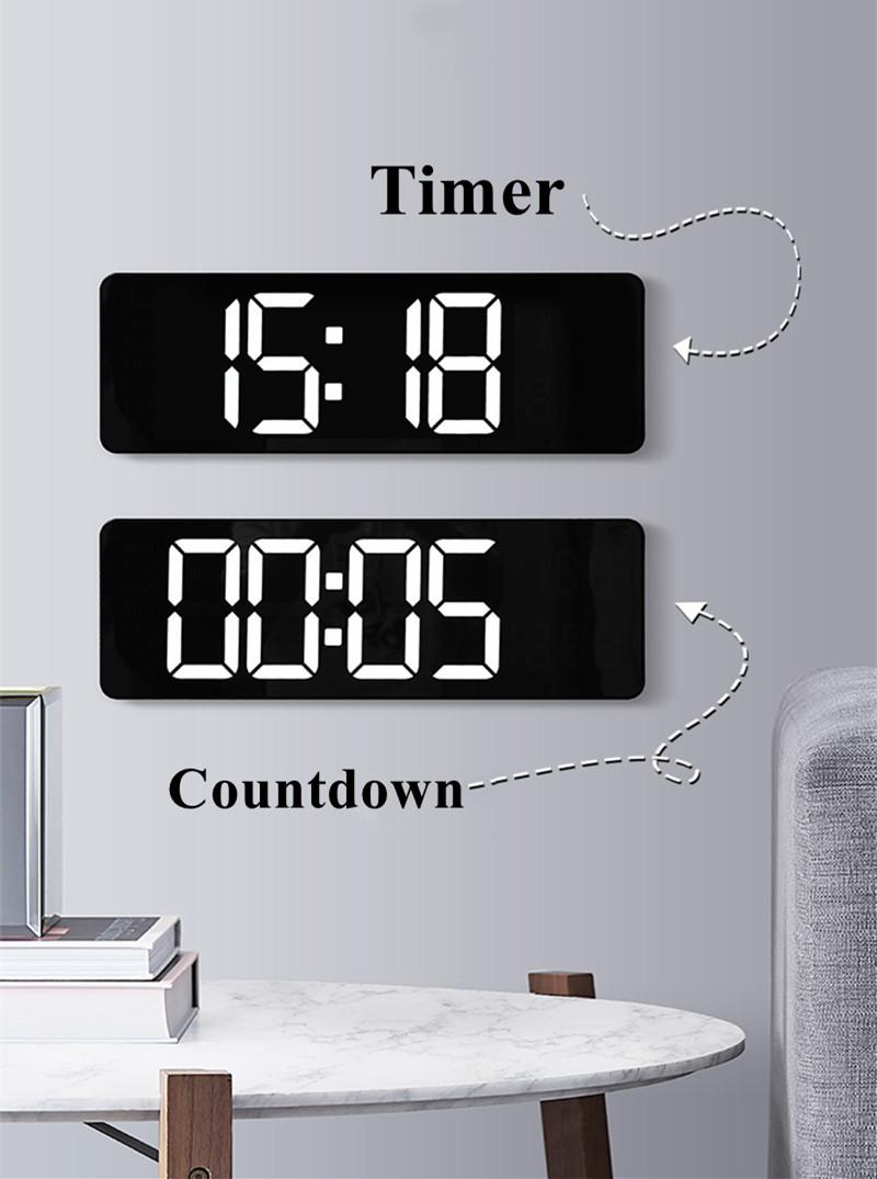 Remote Control Large Electronic Wall Clock Temp Date Power Off Memory Table Clock Wall-mounted Dual Alarms Digital LED Clocks