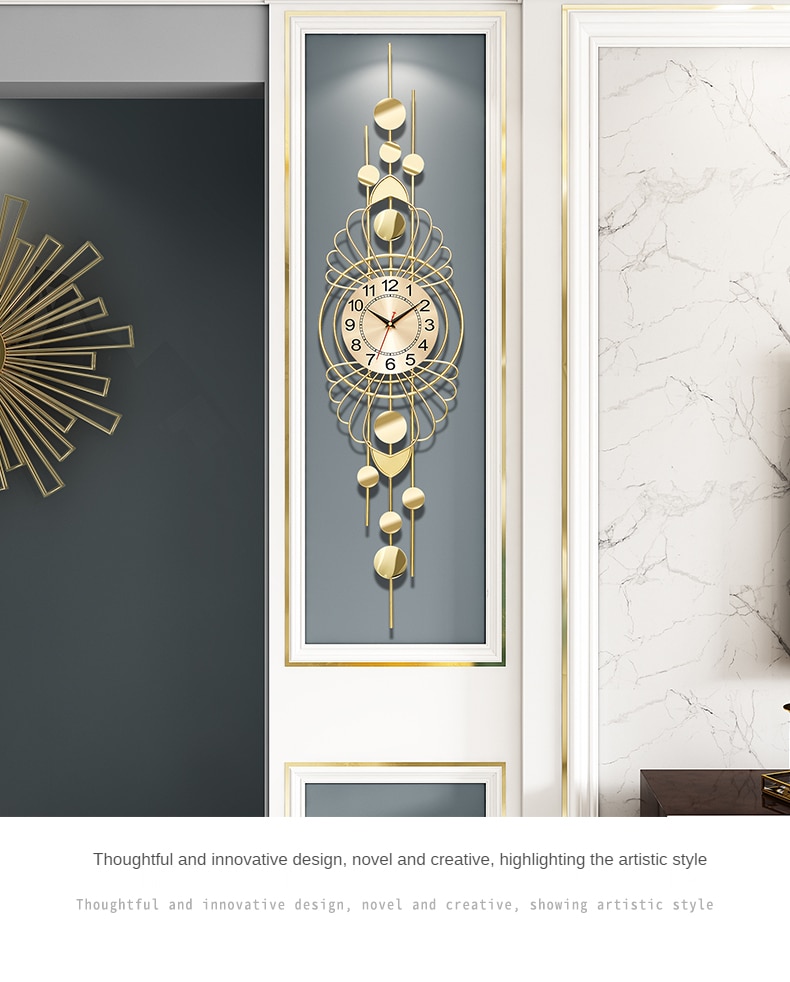 Silent Luxury Wall Clocks Modern Design Mechanism Large Art Golden Metal Wall Decor Minimalist Clock Living Room Decoration