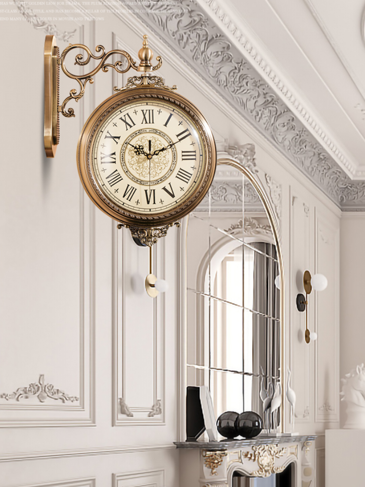 Luxury Silent Wall Clock Modern Design Decoration Living Room Art Round Antique Unusual Flip Wall Clock Mechanism Kitchen Saat