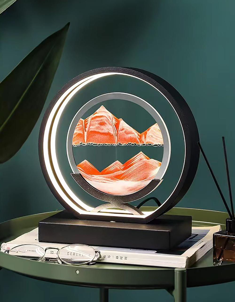 Semicircle Quicksand Painting Desk Lamps Room Decoration Creative Birthday Gift 3D Three-dimensional hourglass LED Night Light