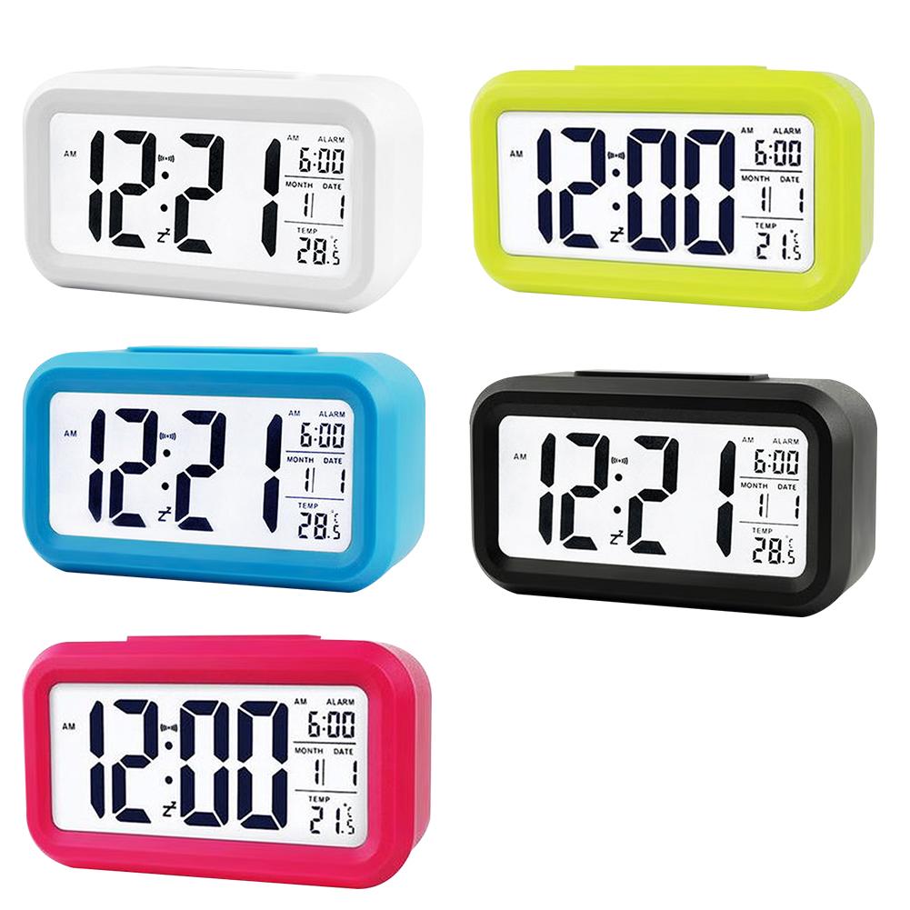 Smart Temperature Alarm Clock LED Display Digital Backlight Calendar Desktop Snooze Mute Electronic Mini Alarm Clock Watch