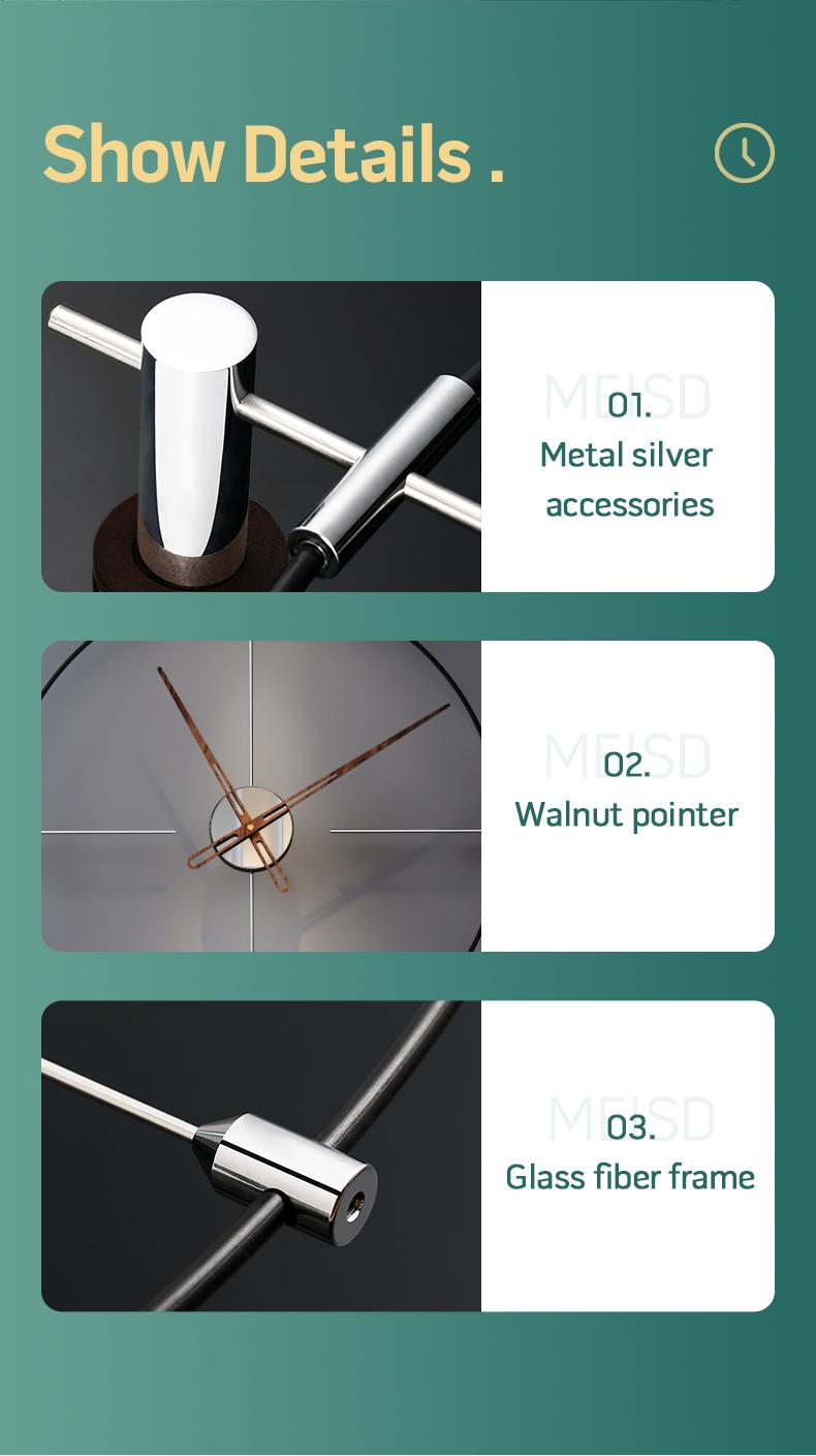 MEISD Self Adhesive Large Wall Clock Metal Room Big Watch Quartz Silent Kitchen Decor Horloge Detachable Design Free Shipping