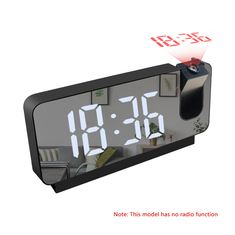 LED Digital Alarm Clock Table Watch Electronic Desktop Clocks USB Wake Up FM Radio Time Projector Snooze Function 2 Alarm