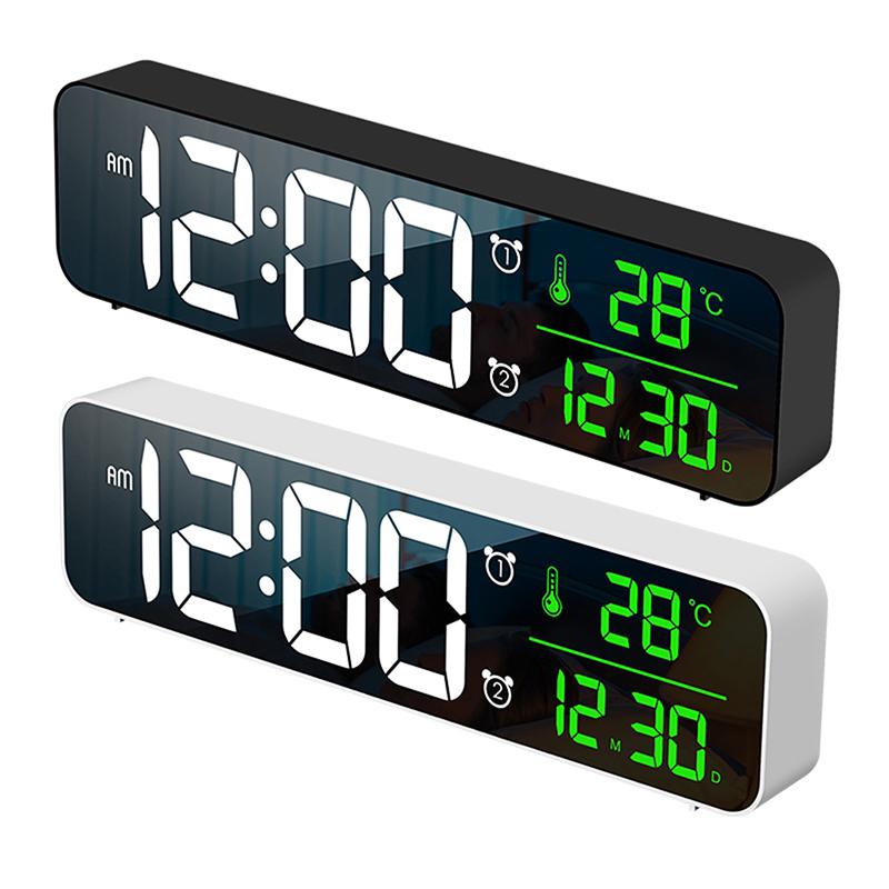 New LED Digital Alarm Clocks With Snooze Temp Time Music Dual Clock Multifunction USB Charger Digit Display Brightness Dimmer