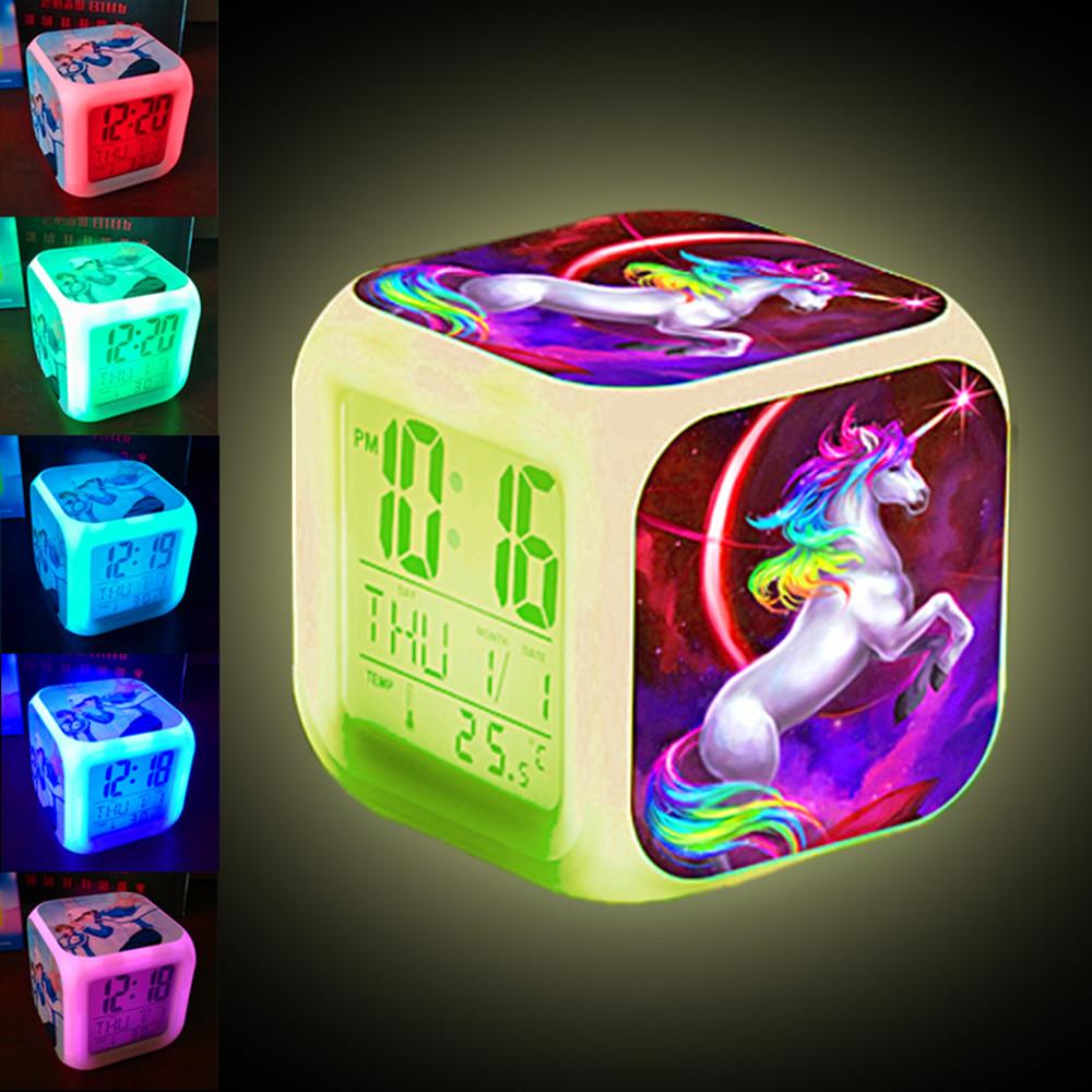 Kids Unicorn Alarm Clock 7 Colors Changing Night Light Led Digital Clock Children Desk Clock Despertador будильник Kids Gift
