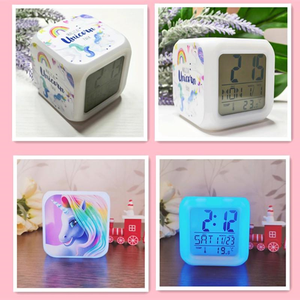 Kids Unicorn Alarm Clock 7 Colors Changing Night Light Led Digital Clock Children Desk Clock Despertador будильник Kids Gift