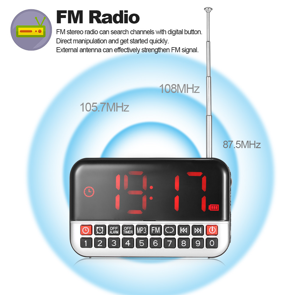 Multifunctional Led Radio Alarm Clock Mp3 Player Timer Lcd Display Speaker Portable FM Desktop Digital Clock