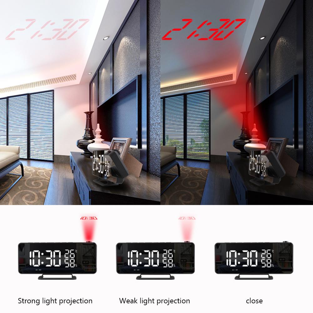 Projection Alarm Clock Digital Date Snooze Function Projector Desk Table Led Clock with Time Projection Indoor Thermometer