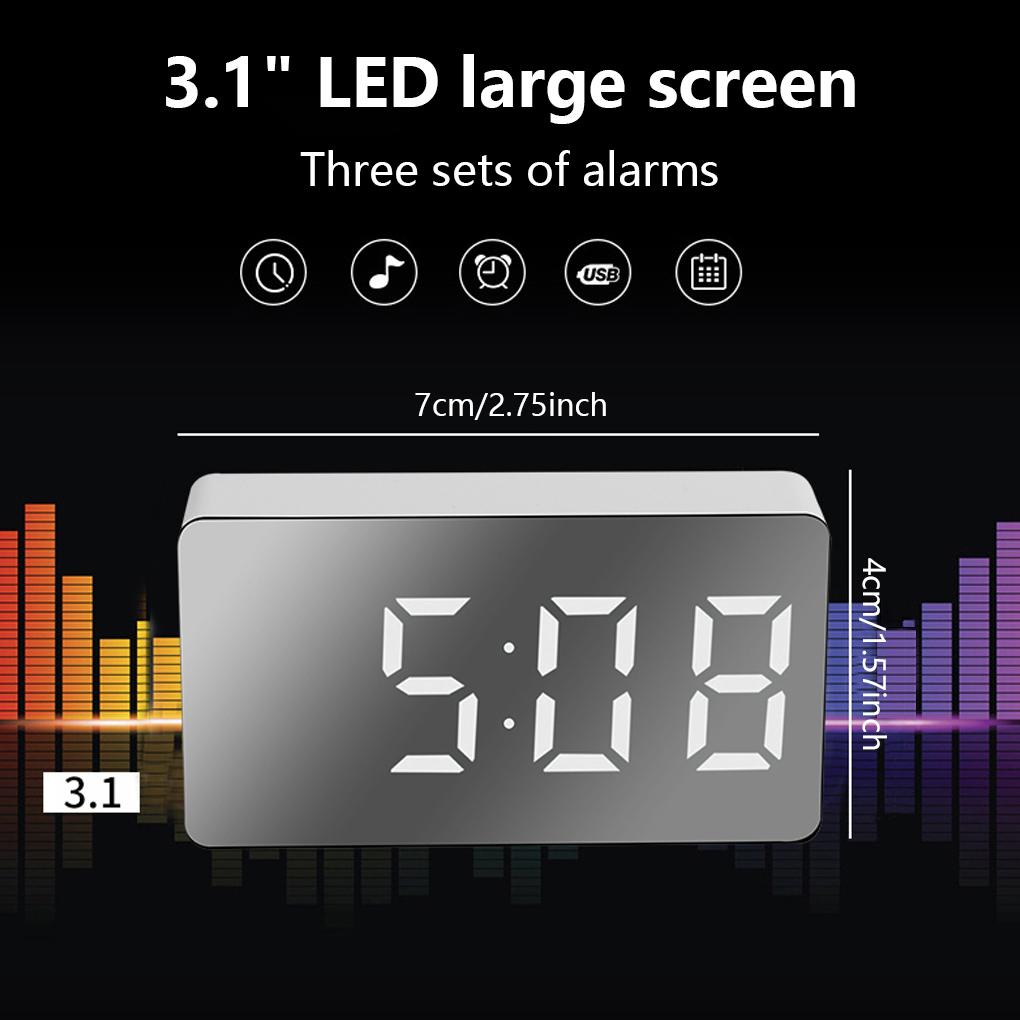 Mirror Table Clock Multifunctional Digital Alarm Snooze Display Time Night Light Desktop USB Clock Digital Home Decor Gifts