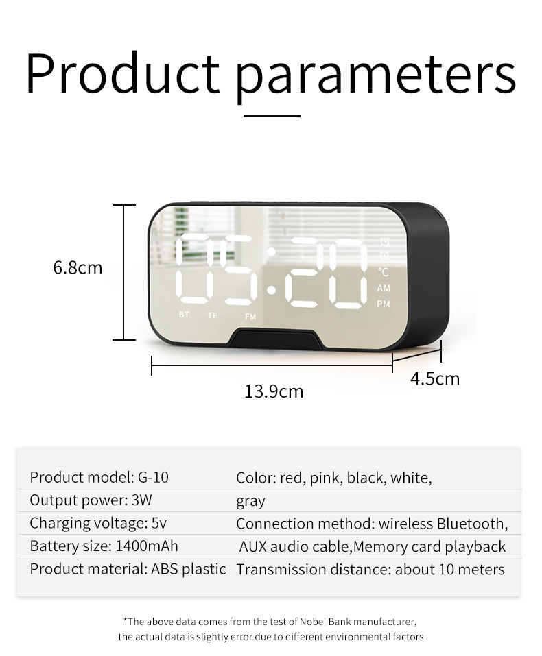 Wireless Bluetooth 5.0 Speaker Mirror Alarm Clock With Phone Holder Function Bluetooth Speaker Mirror Alarm Clock
