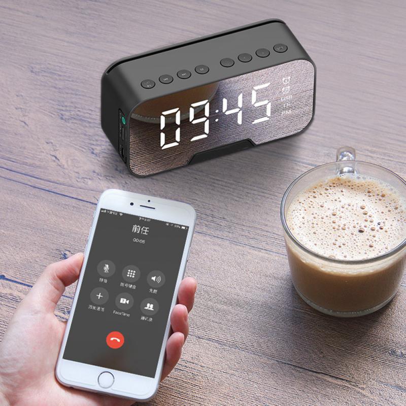 Wireless Bluetooth 5.0 Speaker Mirror Alarm Clock With Phone Holder Function Bluetooth Speaker Mirror Alarm Clock