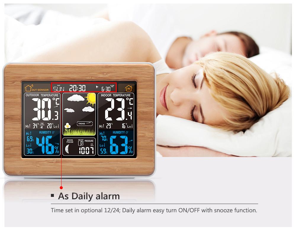 FanJu Digital Weather Station Alarm Clock Electronic Thermometer Hygrometer Barometer Wireless Outdoor Sensor Home Decor FJ3365