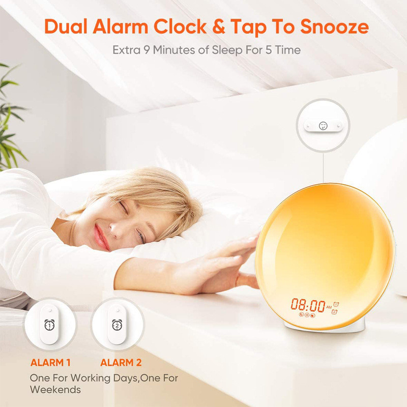 USB 7 Colors WiFi Smart Wake Up Light Workday Alarm Clock Sunrise/Sunset Smart Life Tuya APP Works With Alexa Google Home 20
