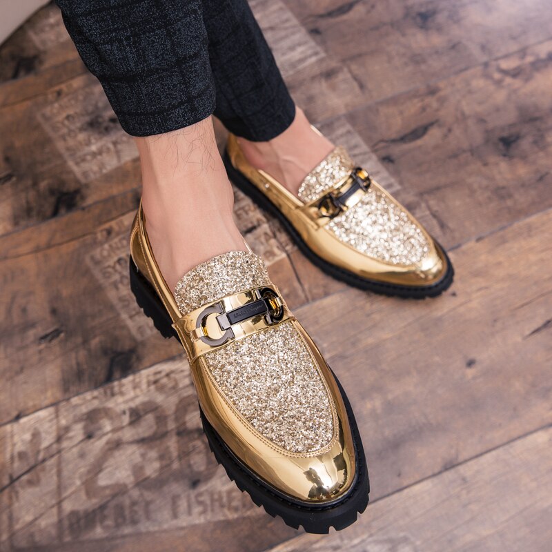 2019 Fashion Classic Style Men Shoes Gold Silver Simple Designer Men Casual Shoes outdoor slip on party club shoes men a4