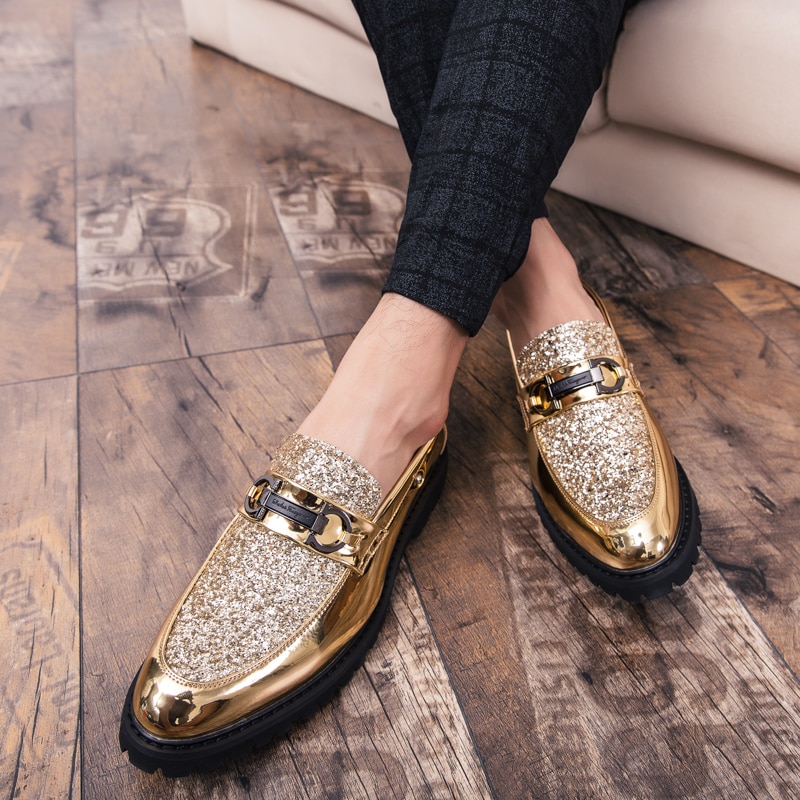 2019 Fashion Classic Style Men Shoes Gold Silver Simple Designer Men Casual Shoes outdoor slip on party club shoes men a4