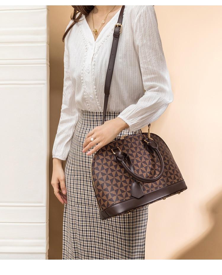 2023 Customized Vintage Floral Printing Shell Leather Bag Women Crossbody Bag-Hobos Classical Fashion Totes PU Shoulder Bag