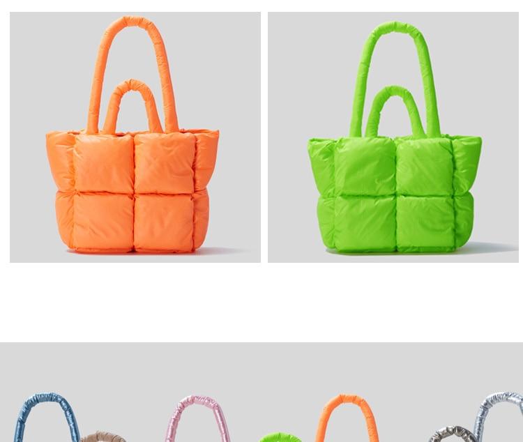 Fashion Large Tote Padded Handbags Designer Quilted Women Shoulder Bags Luxury Nylon Down Cotton Crossbody Bag Winter Purse 2022