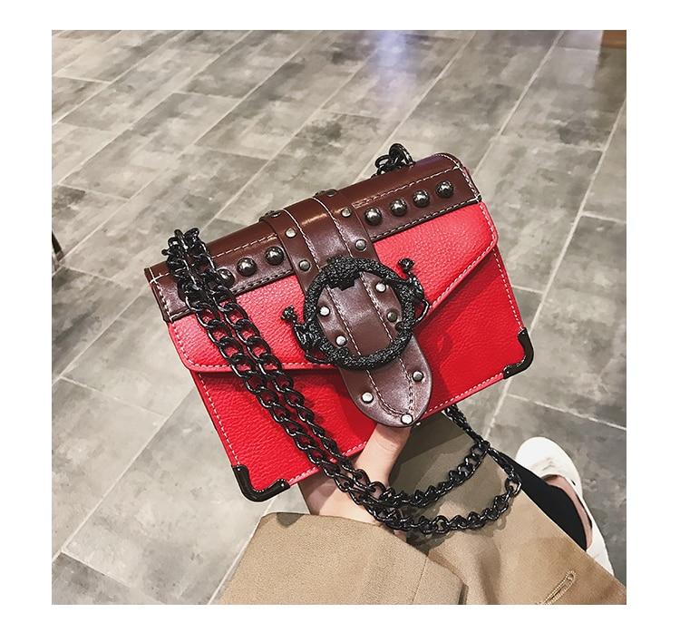 European Fashion Female Square Bag 2020 New Quality PU Leather Women's Designer Handbag Rivet Lock Chain Shoulder Messenger bags