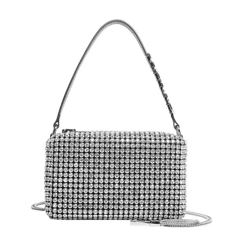 Diamond Hobo-bag Female Clutch Women Design Brand Luxury designer Shoulder Bags womens Handbag Leather PU Shiny Messenger Bag