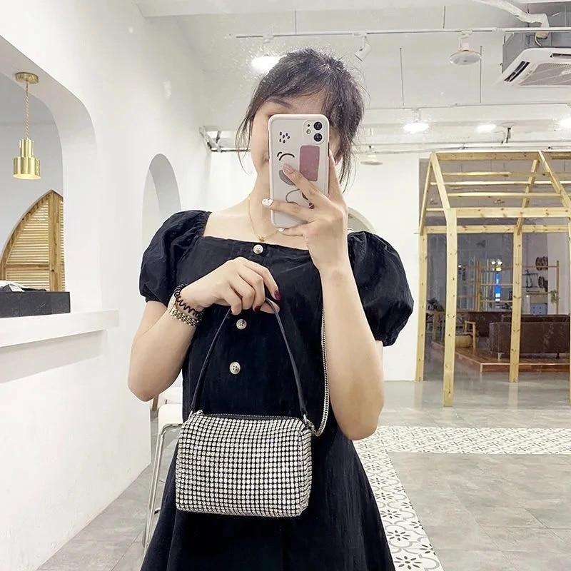 Diamond Hobo-bag Female Clutch Women Design Brand Luxury designer Shoulder Bags womens Handbag Leather PU Shiny Messenger Bag