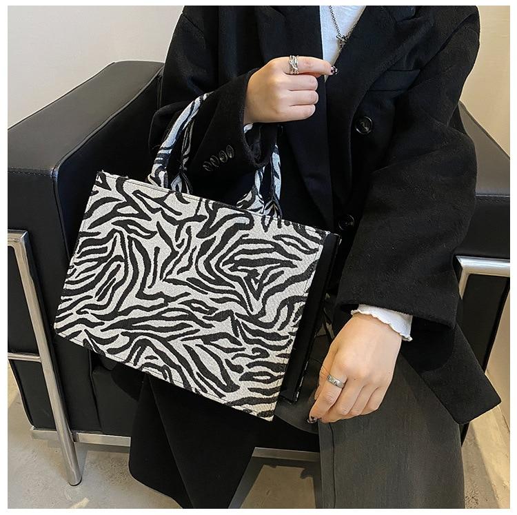 Woman Tote Bag Large Capacity Ladies Luxury Designer Handbags For Women PU Leather Striped Square Vintage Top Handle Shopper Bag