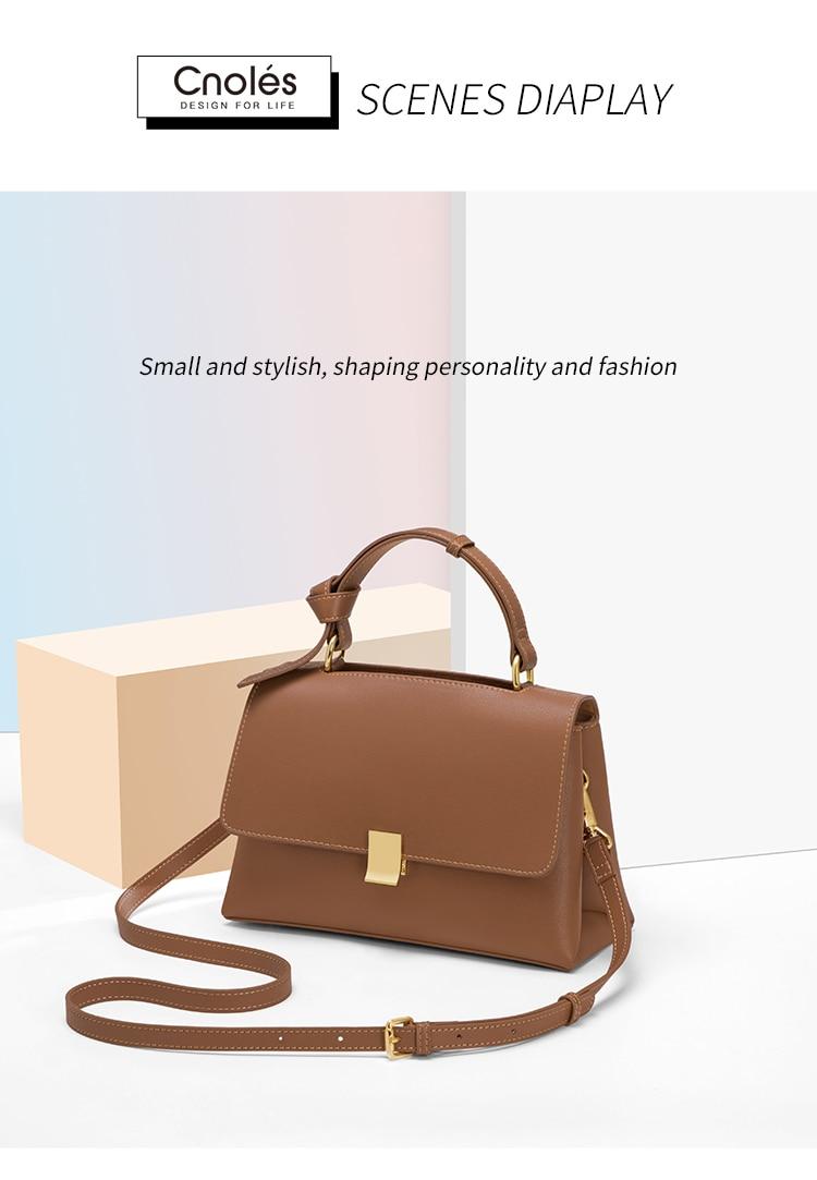 Cnoles Brand Genuine Leather Women's Bag Soft 2022 Fashion Versatile Handbag Shoulder Bag Large Capacity Portable Crossbody Bag