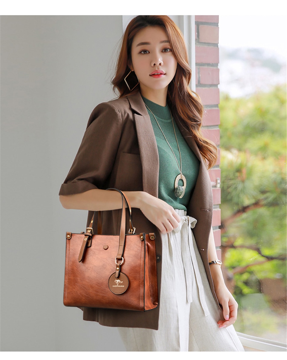 3 Layers Casual Tote Vintage Ladies Tote Hand Bag Leather Luxury Handbags Women Designer Bags for Women 2022 Sac A Main Femme