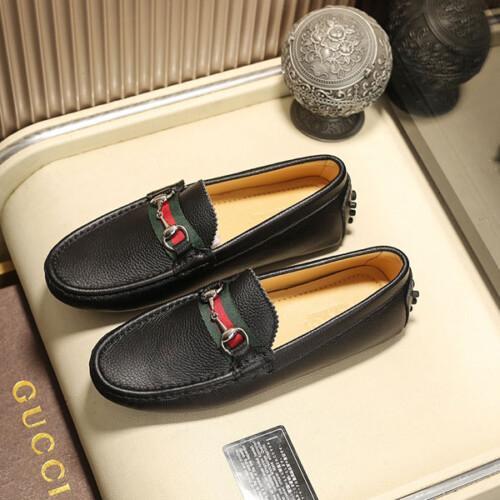 Black Casual Gucci Leather Mens Loafers