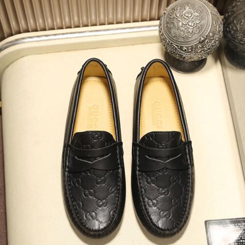 Black Gucci Monograme Leather Loafers