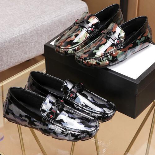 Mens Gucci Shiny Pattern Leather Loafers