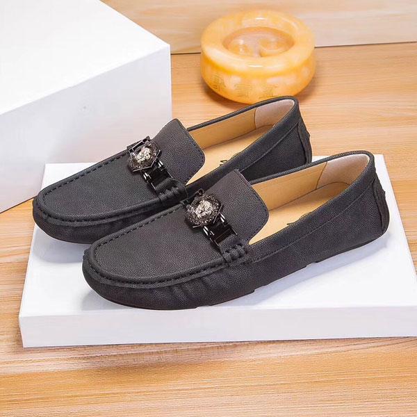 Versace Leather Loafers Black Textured Leather Loafers