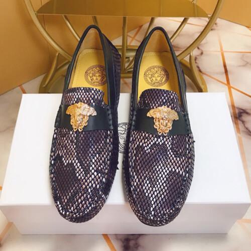 Versace Mens Leather Moccassins