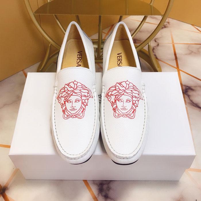Versace White Leather Loafers 