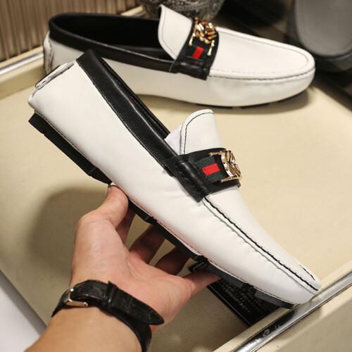 White Gucci Casual Mens Leather Loafers
