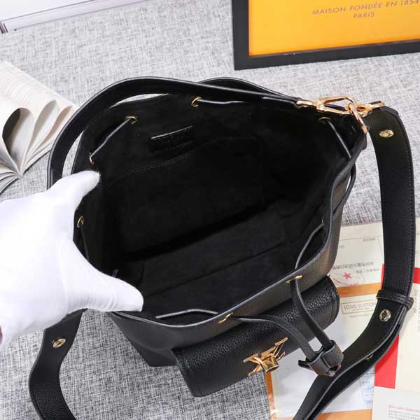 Black Louis Vuitton Lockme Bucket Back Bag