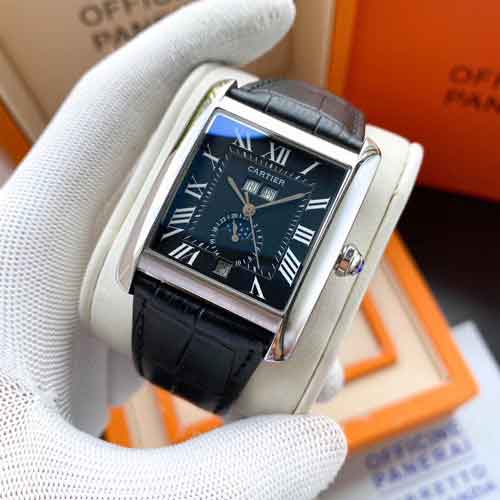 Cartier Mechanical Tank Leather Wristwatch