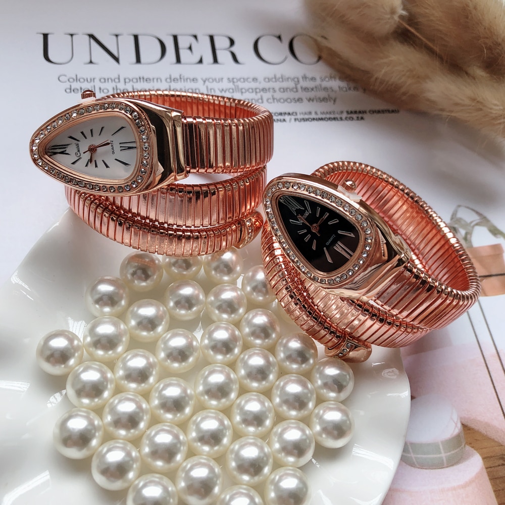 New Women Luxury Brand Watch Snake Quartz Ladies Gold Watch Diamond Wristwatch Female Fashion Bracelet Watches Clock reloj mujer