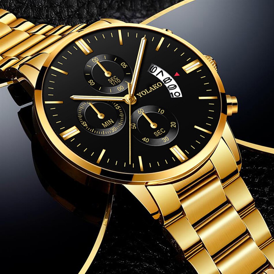 Fashion Stainless Steel Men Watch Bracelet Luxury Calendar Quartz Wristwatch Business Watches for Man Clock Relogio Masculino