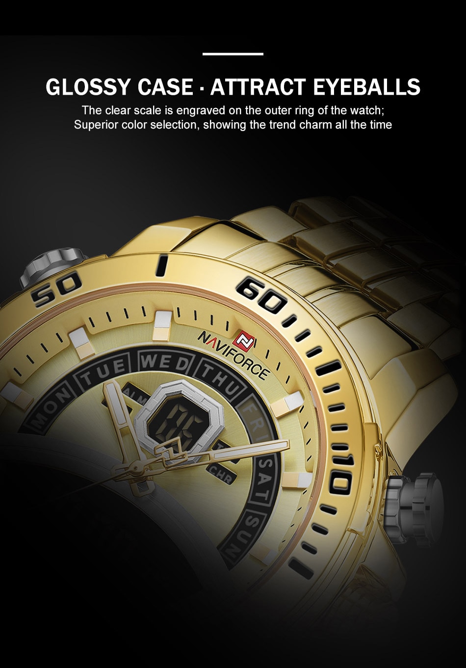NAVIFORCE Luxury Watches For Men Fashion Business Digital Wristwatch Military Sport Quartz Man Watch Steel Band Waterproof Clock