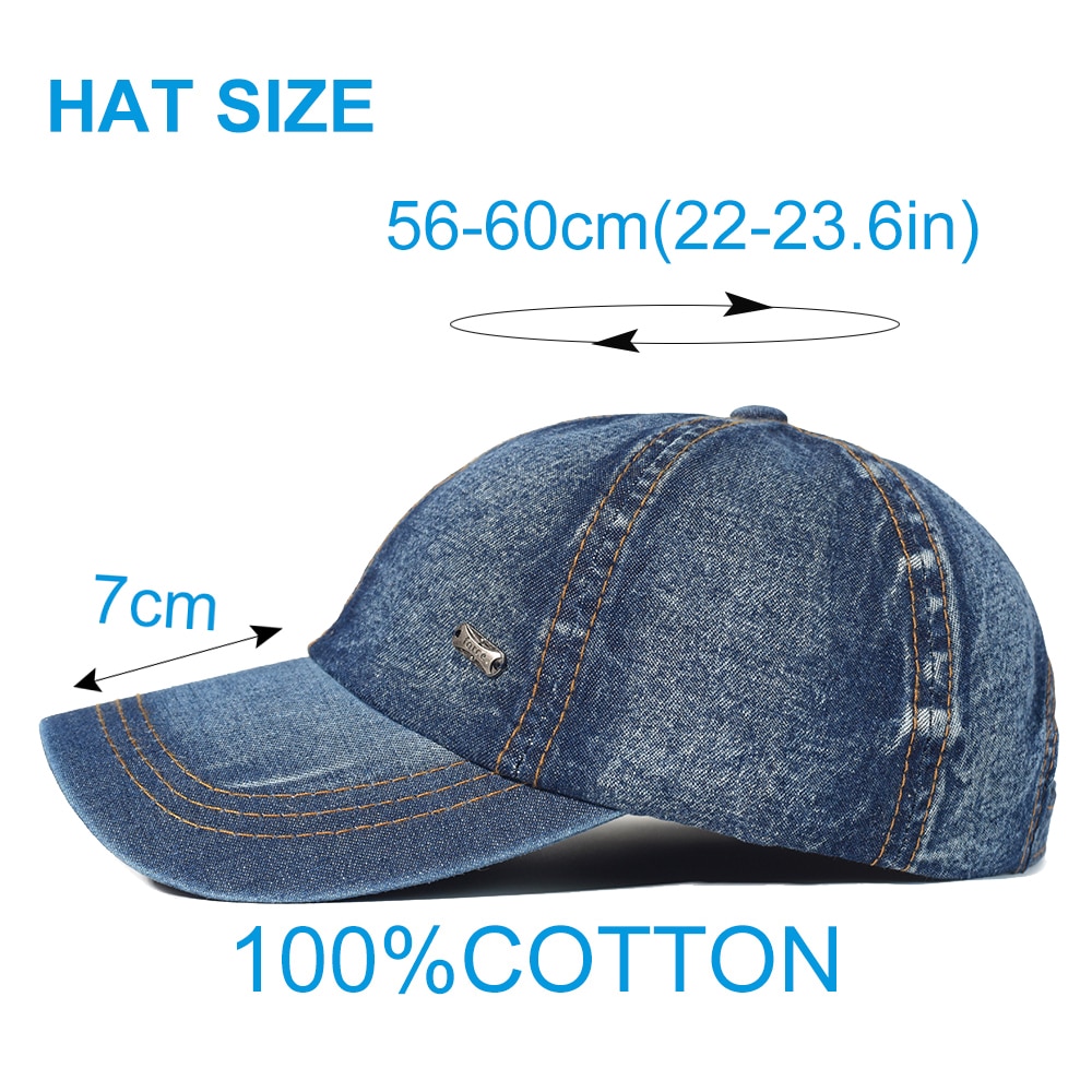 Vintage Washed Cotton Baseball Cap Men Women Denim Dad Hat Adjustable Trucker Style Low Profile