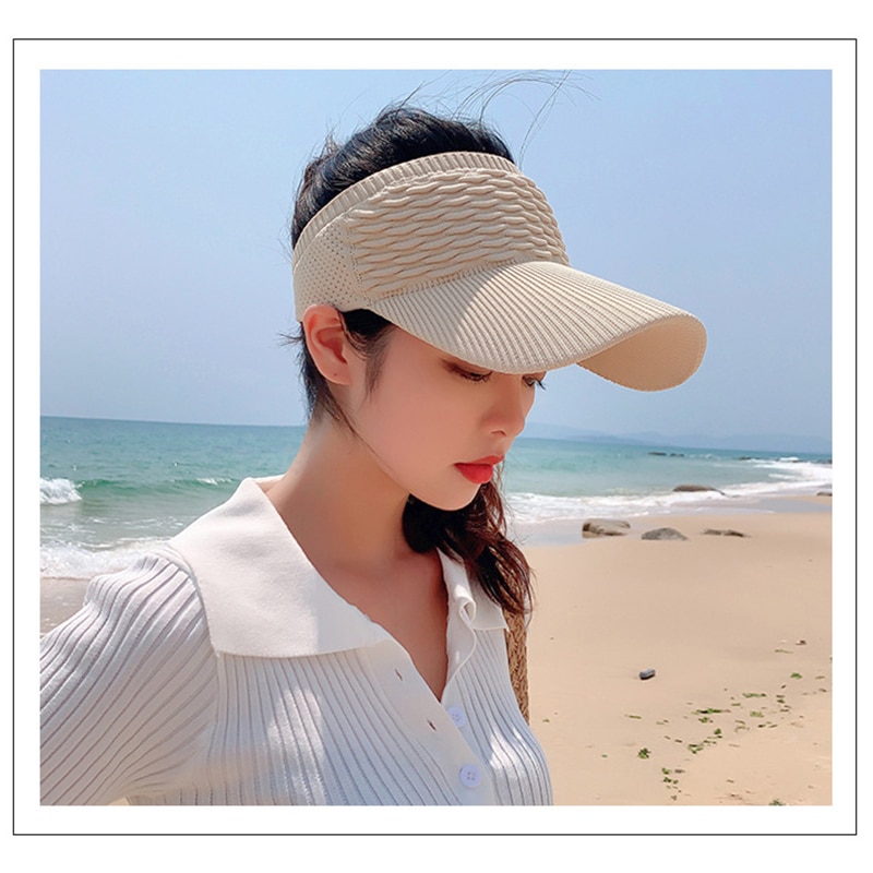 New Long Brim Ponytail Baseball Cap Women Casual Hollow Out Breathable Empty Top Hat Spring Summer Outdoor Sports Golf Beach Hat