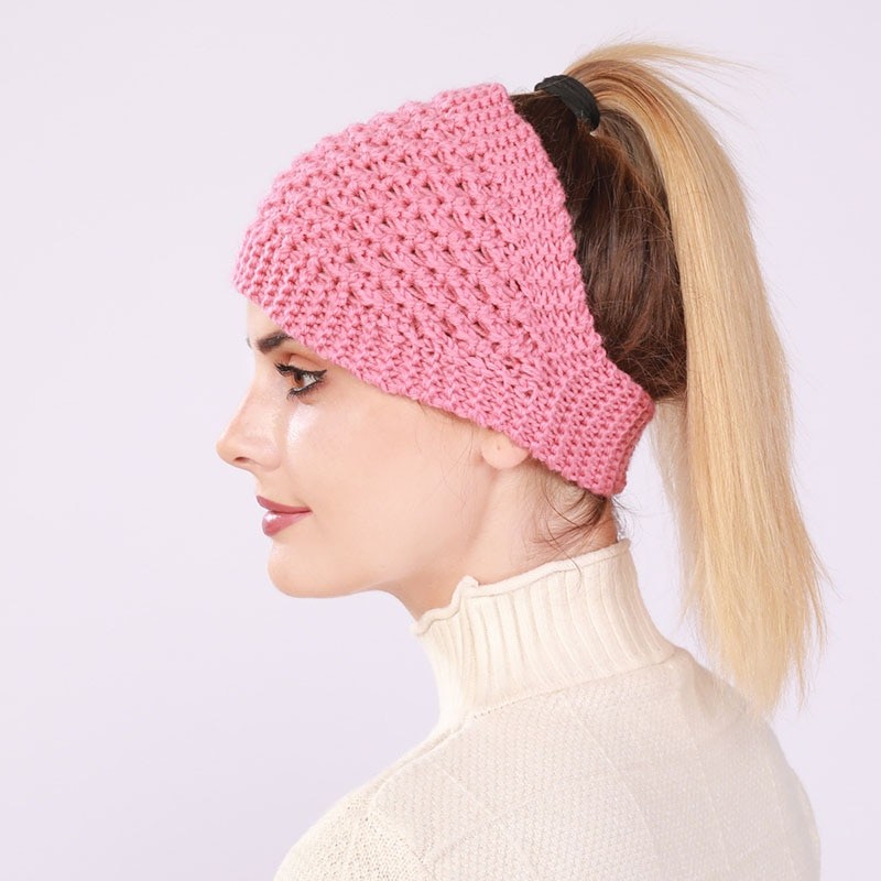 Knit hairband pink