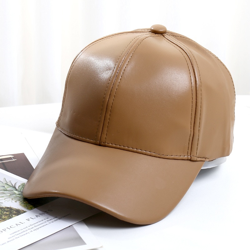 Adult faux leather baseball cap Outdoor casual Trucker snapback Sport hat Adjustable Fitted dad hats