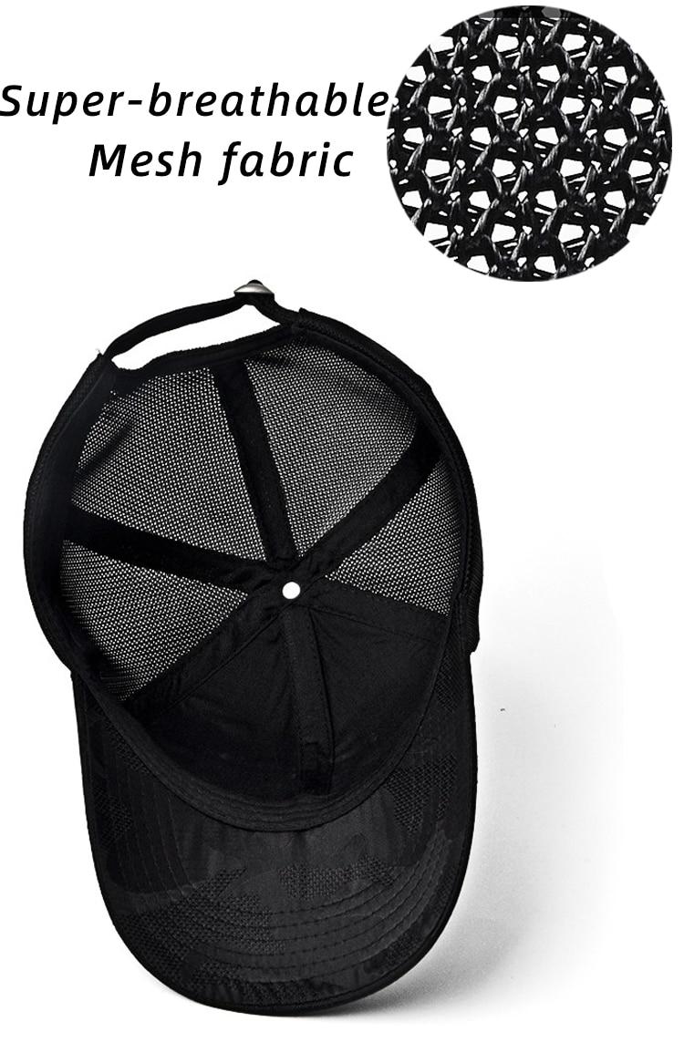 Men's Black Baseball Cap Embroidery Totem Military Camouflage Trucker Hat New Hip Hop Luxury Winter Sun Male Sport Mesh Brand