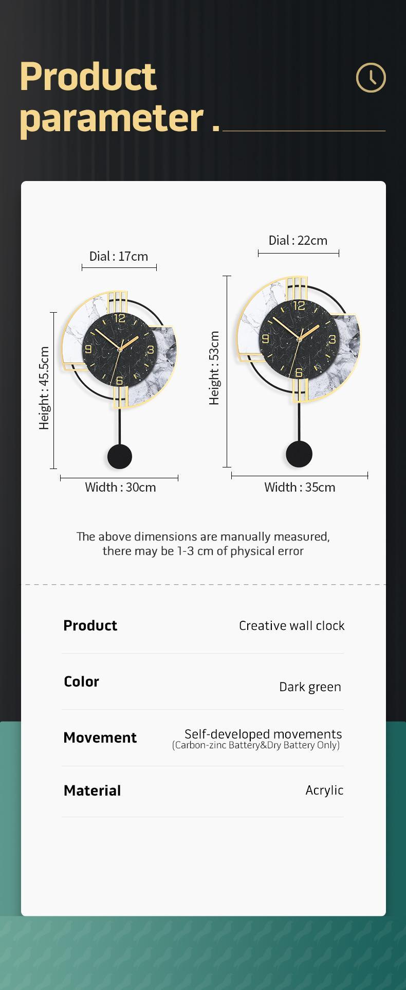 MEISD Modern Design Dark Green Wall Clock Large Decorative Kitchen Watch Home Interiors Decor Horloge Murale Free Shipping