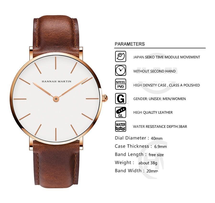 HANNAH MARTIN Ultra Thin Dial Watches Women Fashion Top Brand Wristwatch Luxury Unisex Nylon Men Quartz Simple Clock reloj mujer