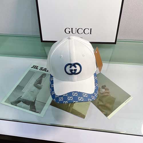GG Embroidered Logo Gucci Baseball White Hat